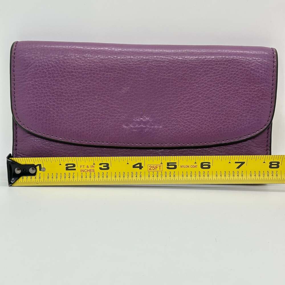 Coach Purple Pebble Leather Long Flap Wallet - Picture 2 of 16